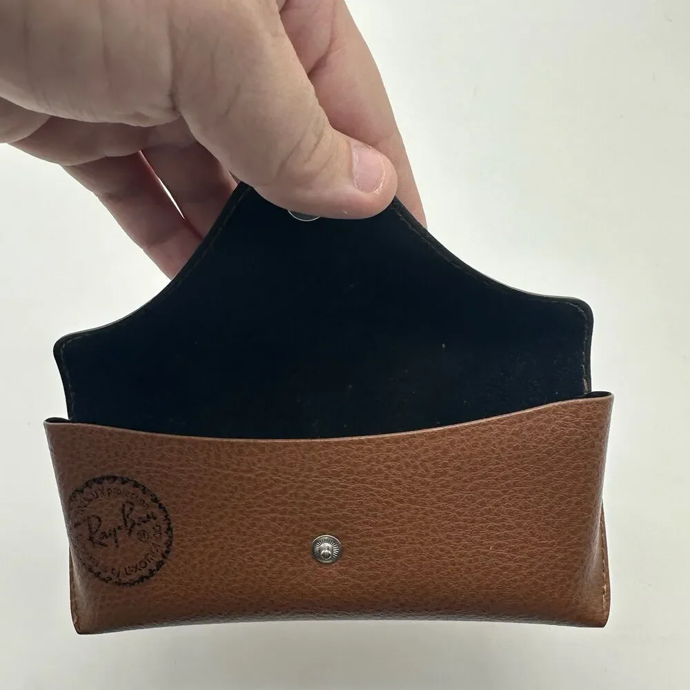 Lot of 4 Authentic Ray-Ban Sunglasses Cases Only Brown Tan Leather Snap Set